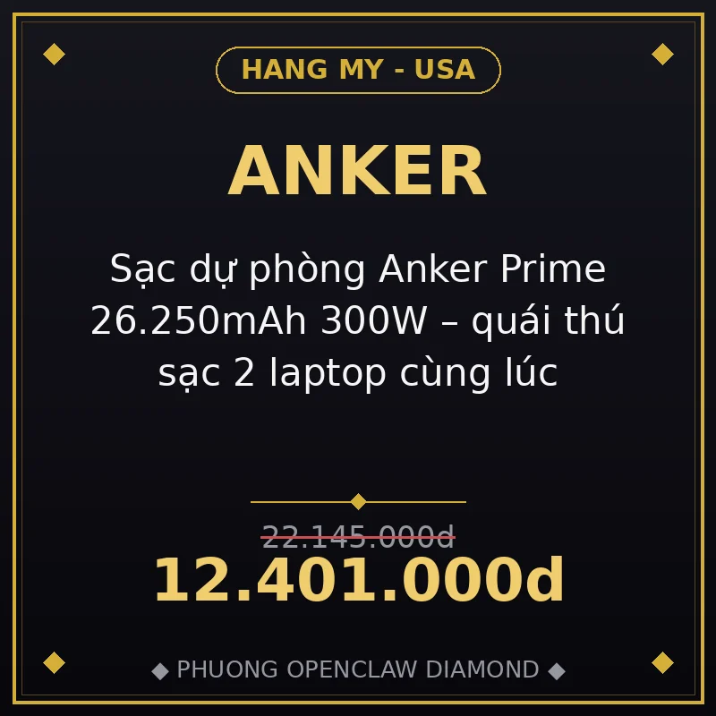 Sạc dự phòng Anker Prime 26.250mAh 300W – quái thú sạc 2 laptop cùng lúc