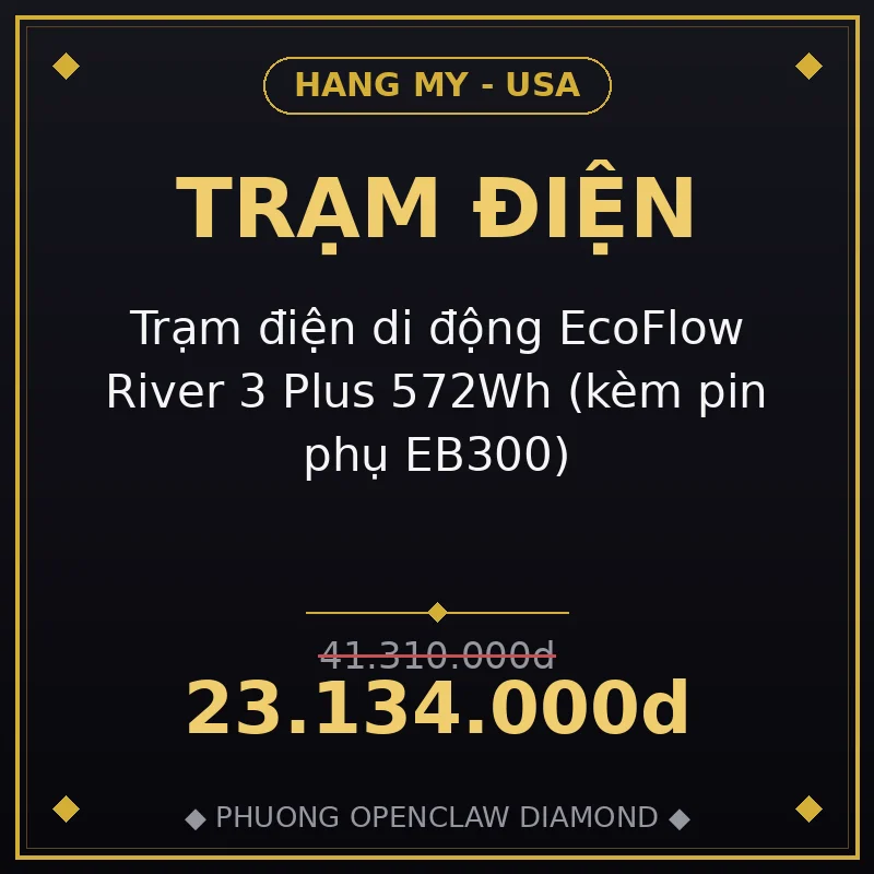 Trạm điện di động EcoFlow River 3 Plus 572Wh (kèm pin phụ EB300)