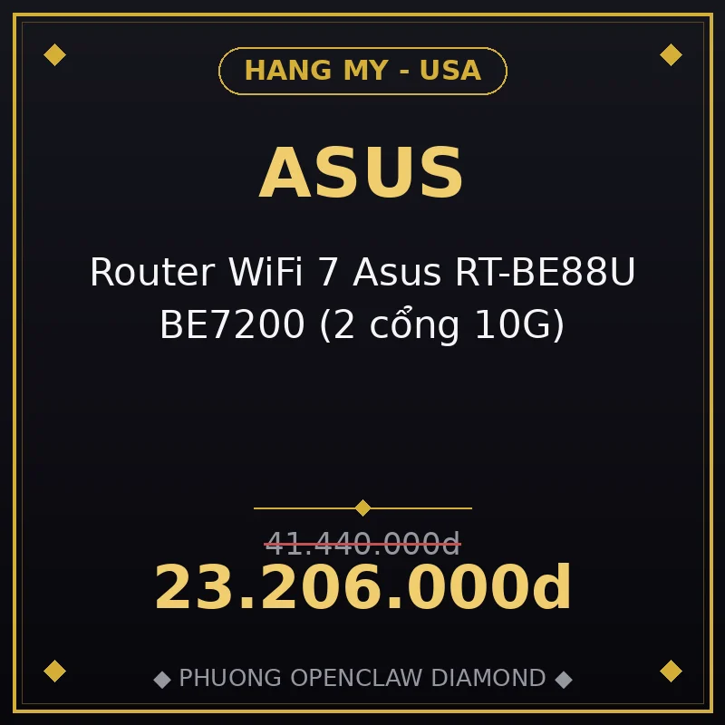 Router WiFi 7 Asus RT-BE88U BE7200 (2 cổng 10G)