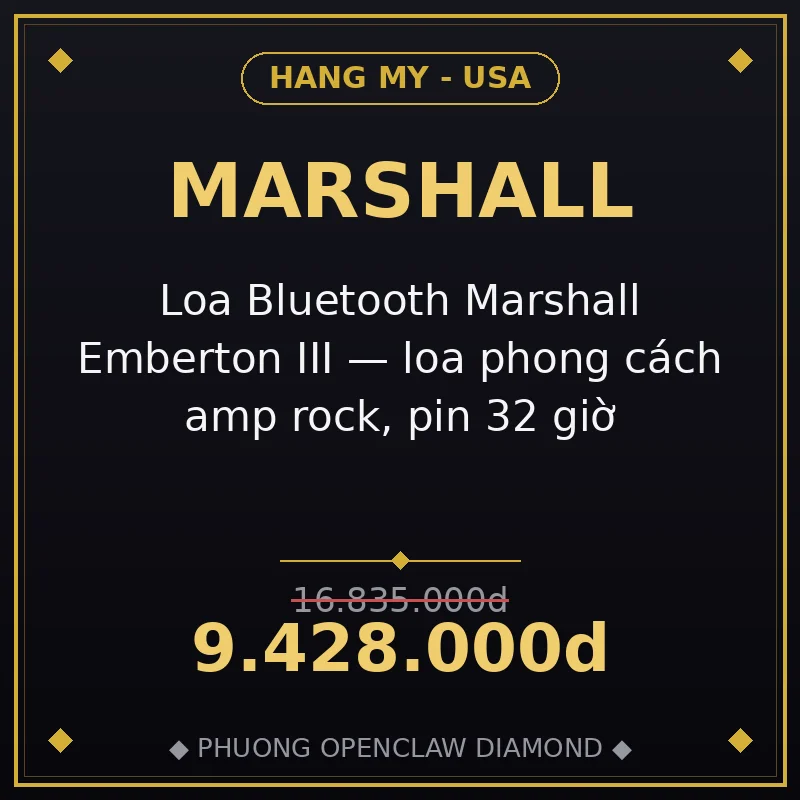 Loa Bluetooth Marshall Emberton III — loa phong cách amp rock, pin 32 giờ