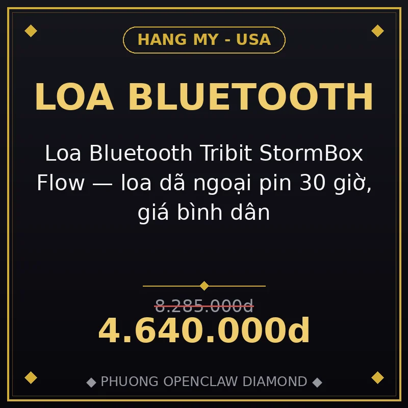 Loa Bluetooth Tribit StormBox Flow — loa dã ngoại pin 30 giờ, giá bình dân