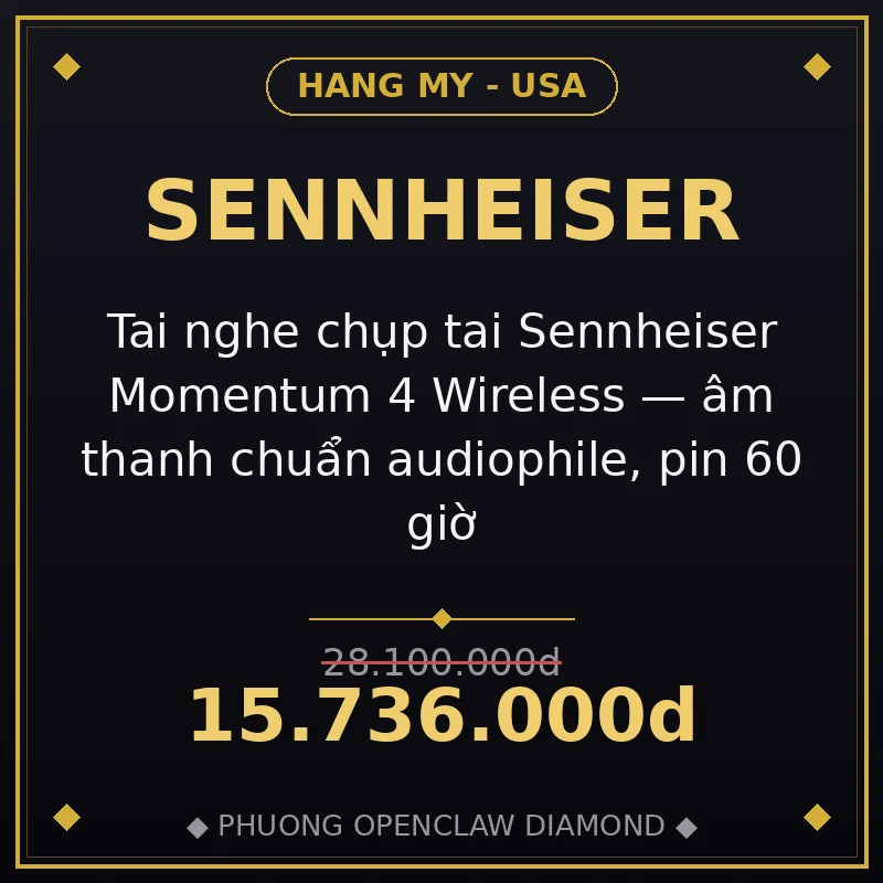 Tai nghe chụp tai Sennheiser Momentum 4 Wireless — âm thanh chuẩn audiophile, pin 60 giờ