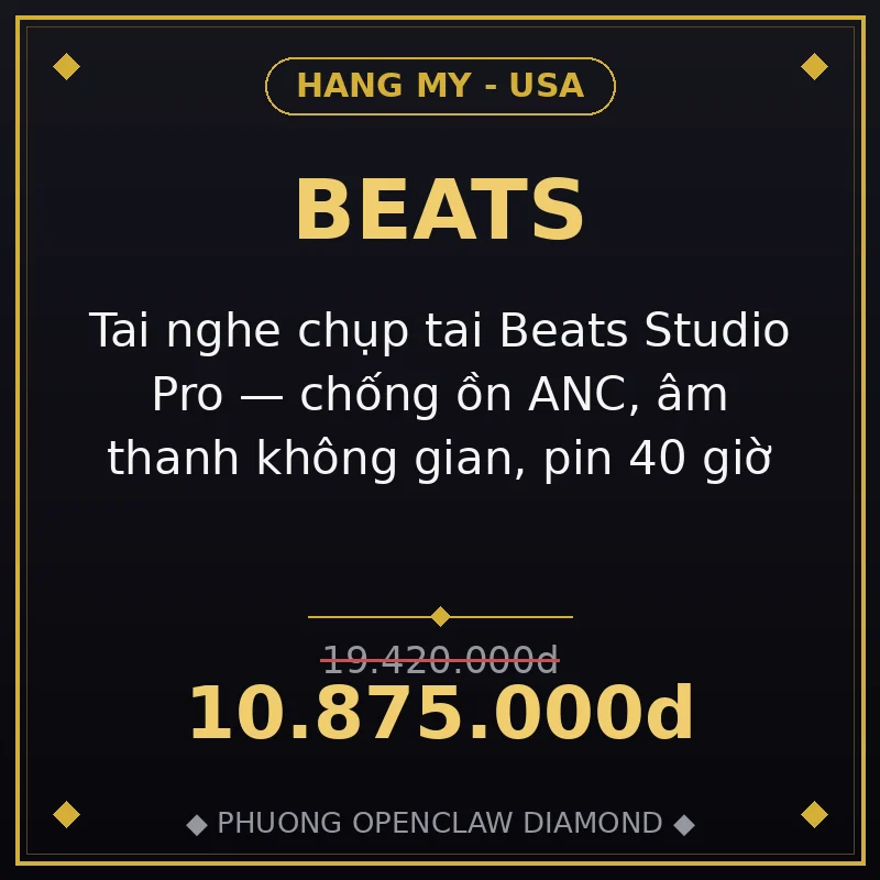 Tai nghe chụp tai Beats Studio Pro — chống ồn ANC, âm thanh không gian, pin 40 giờ