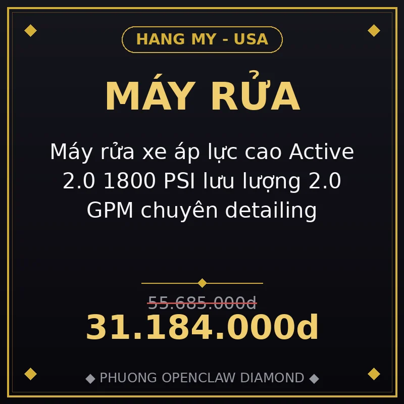 Máy rửa xe áp lực cao Active 2.0 1800 PSI lưu lượng 2.0 GPM chuyên detailing