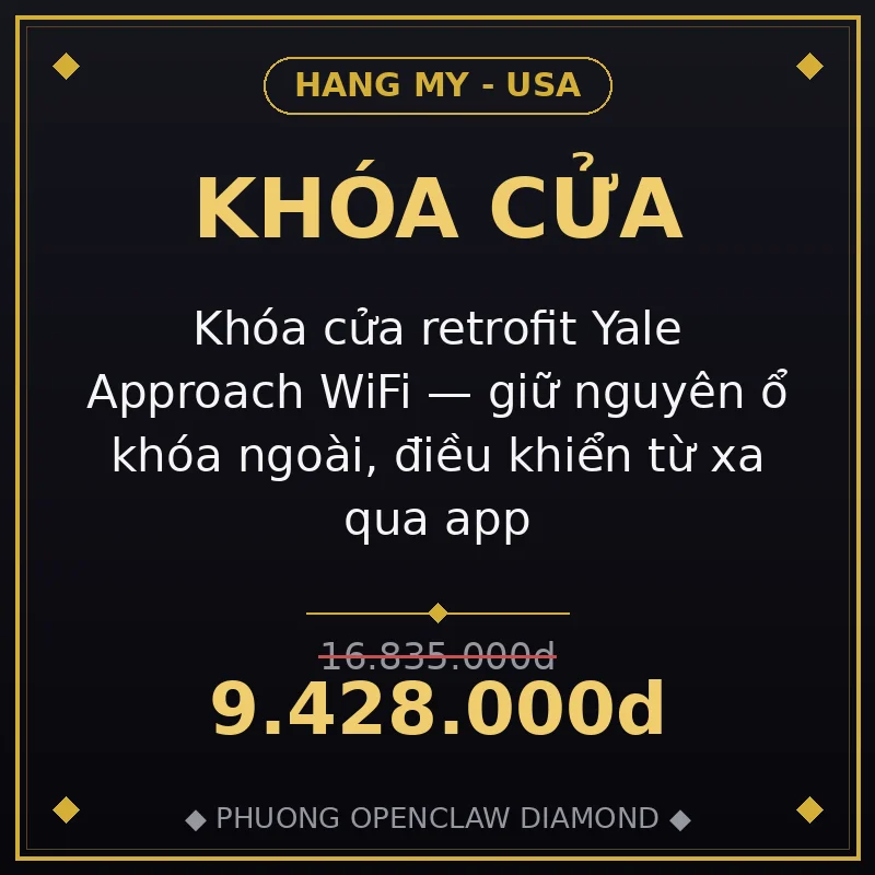 Khóa cửa retrofit Yale Approach WiFi — giữ nguyên ổ khóa ngoài, điều khiển từ xa qua app