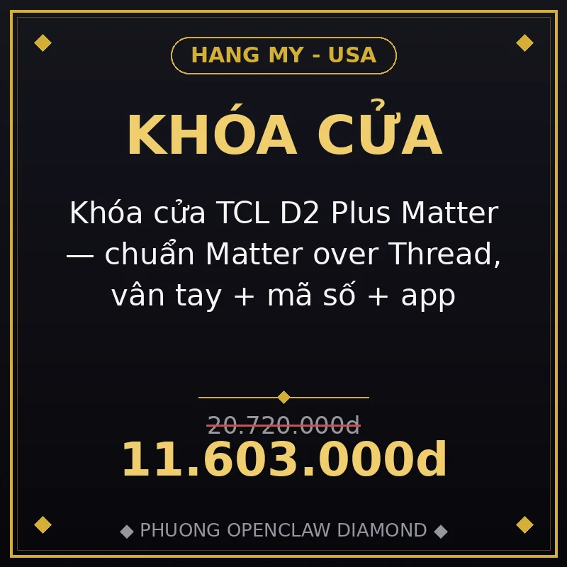 Khóa cửa TCL D2 Plus Matter — chuẩn Matter over Thread, vân tay + mã số + app