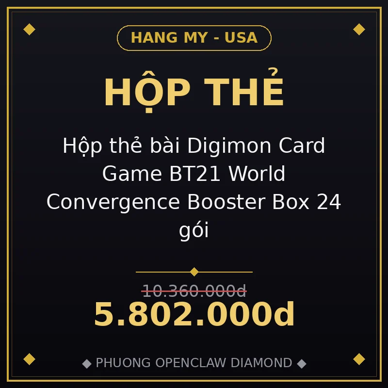 Hộp thẻ bài Digimon Card Game BT21 World Convergence Booster Box 24 gói