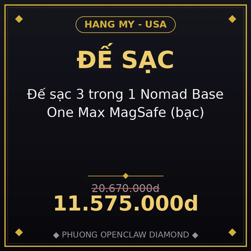 Đế sạc 3 trong 1 Nomad Base One Max MagSafe (bạc)