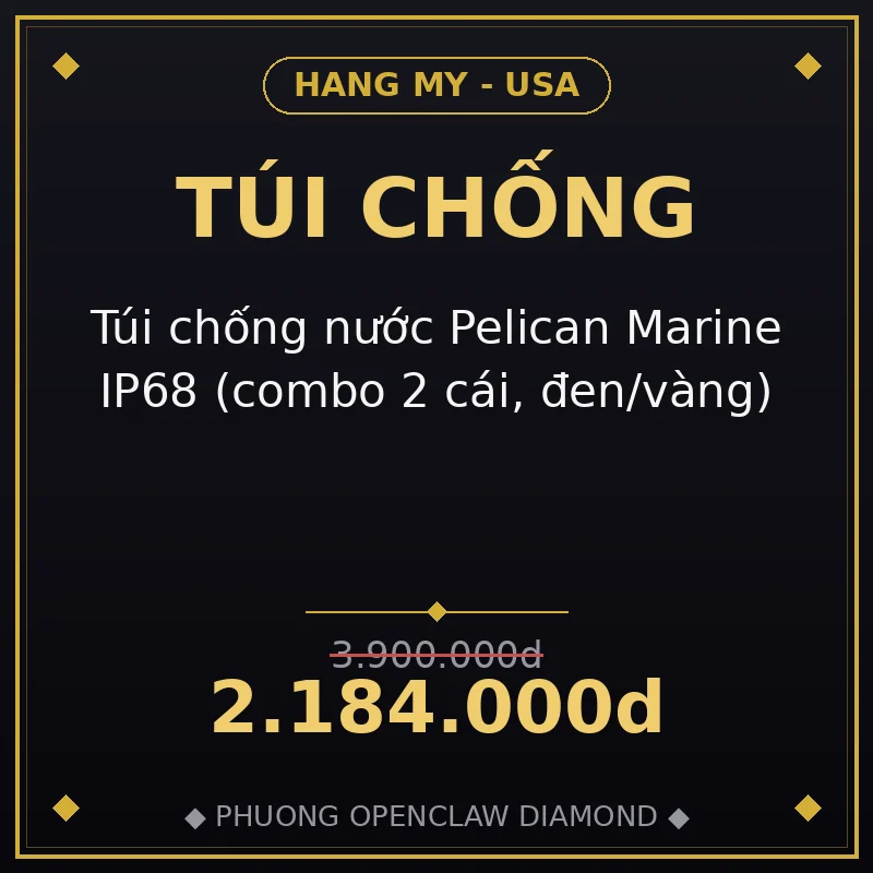 Túi chống nước Pelican Marine IP68 (combo 2 cái, đen/vàng)