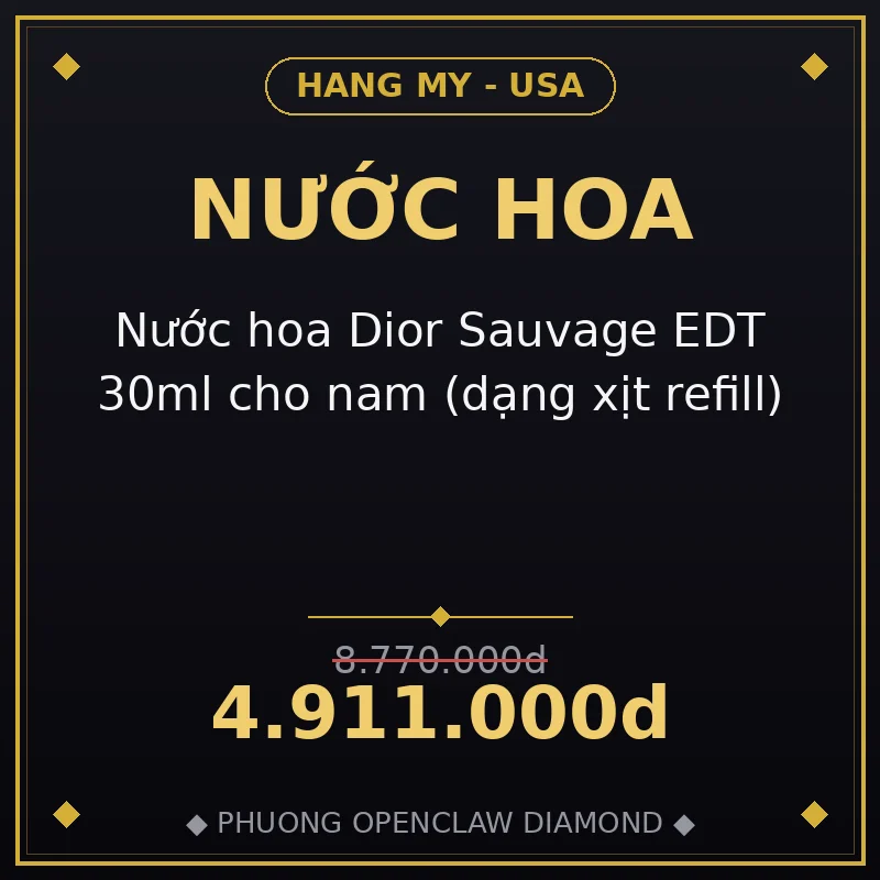 Nước hoa Dior Sauvage EDT 30ml cho nam (dạng xịt refill)