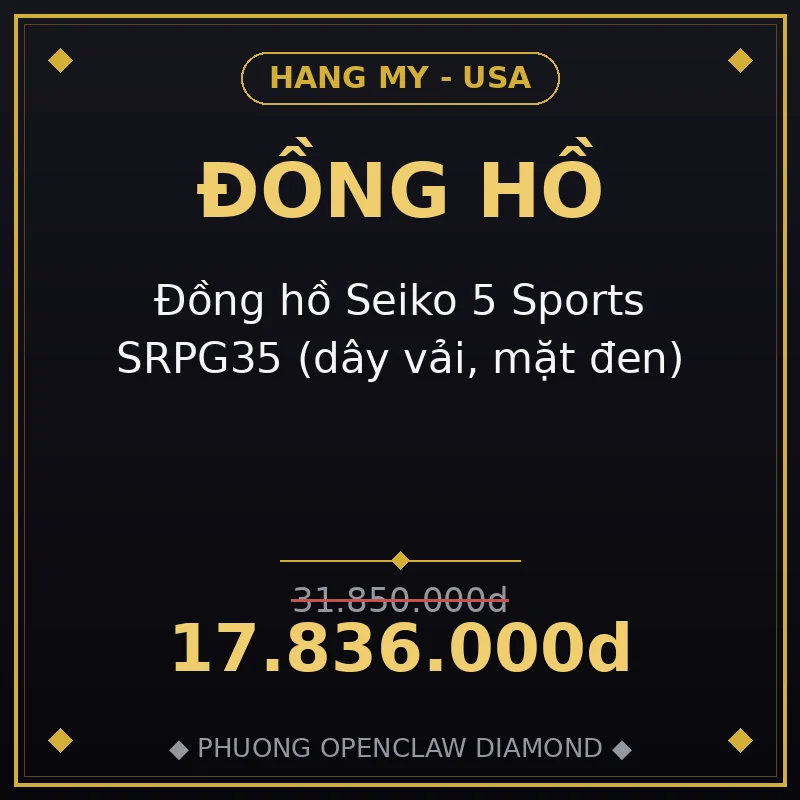 Đồng hồ Seiko 5 Sports SRPG35 (dây vải, mặt đen)