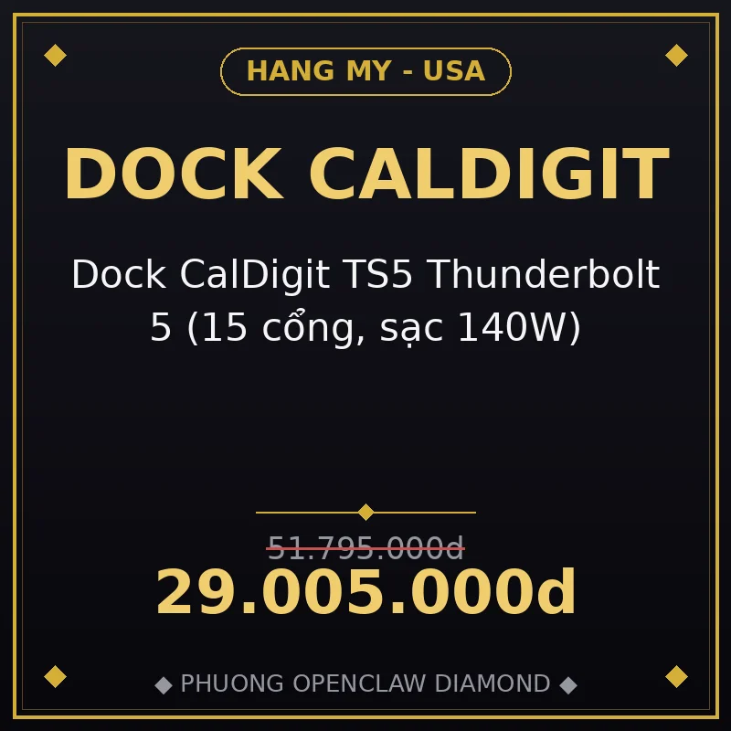 Dock CalDigit TS5 Thunderbolt 5 (15 cổng, sạc 140W)
