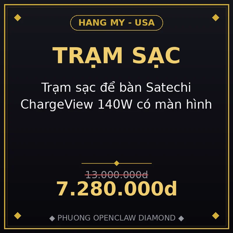 Trạm sạc để bàn Satechi ChargeView 140W có màn hình