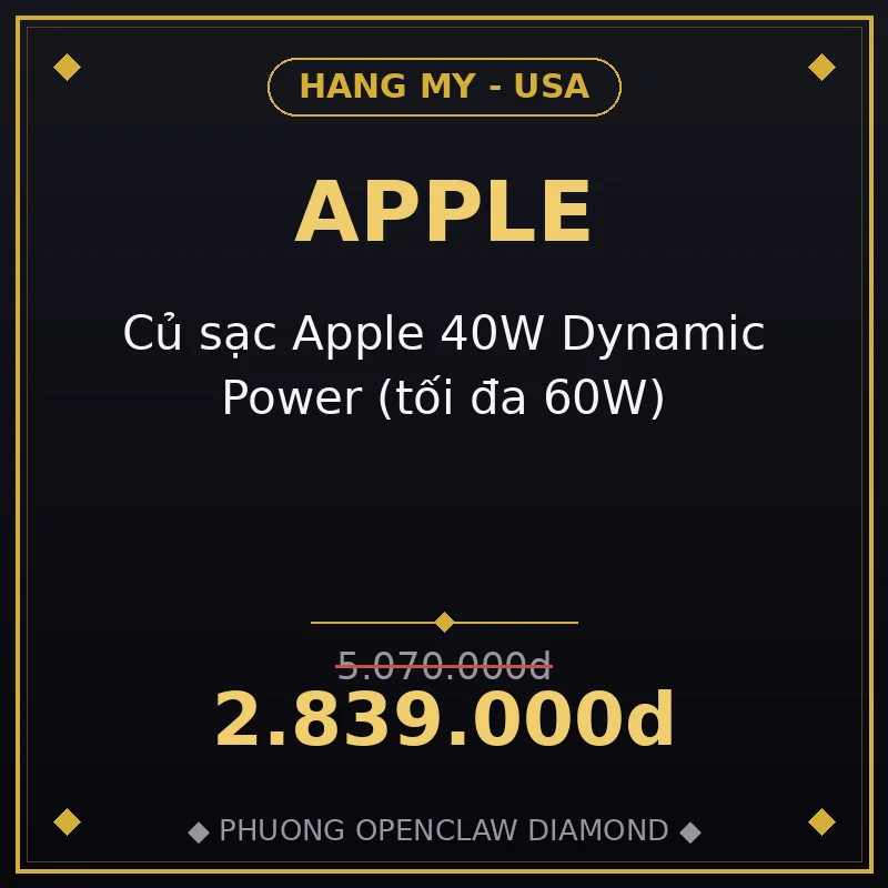 Củ sạc Apple 40W Dynamic Power (tối đa 60W)