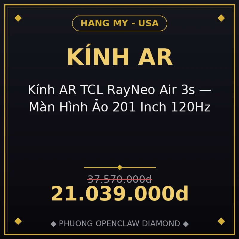 Kính AR TCL RayNeo Air 3s — Màn Hình Ảo 201 Inch 120Hz