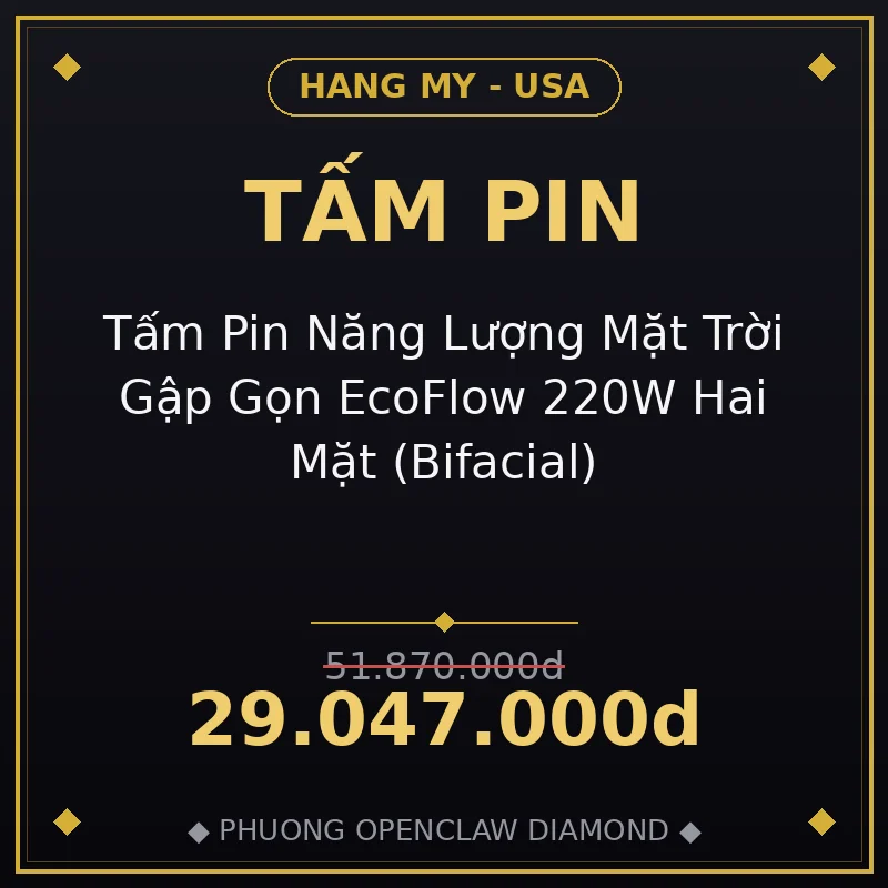 Tấm Pin Năng Lượng Mặt Trời Gập Gọn EcoFlow 220W Hai Mặt (Bifacial)