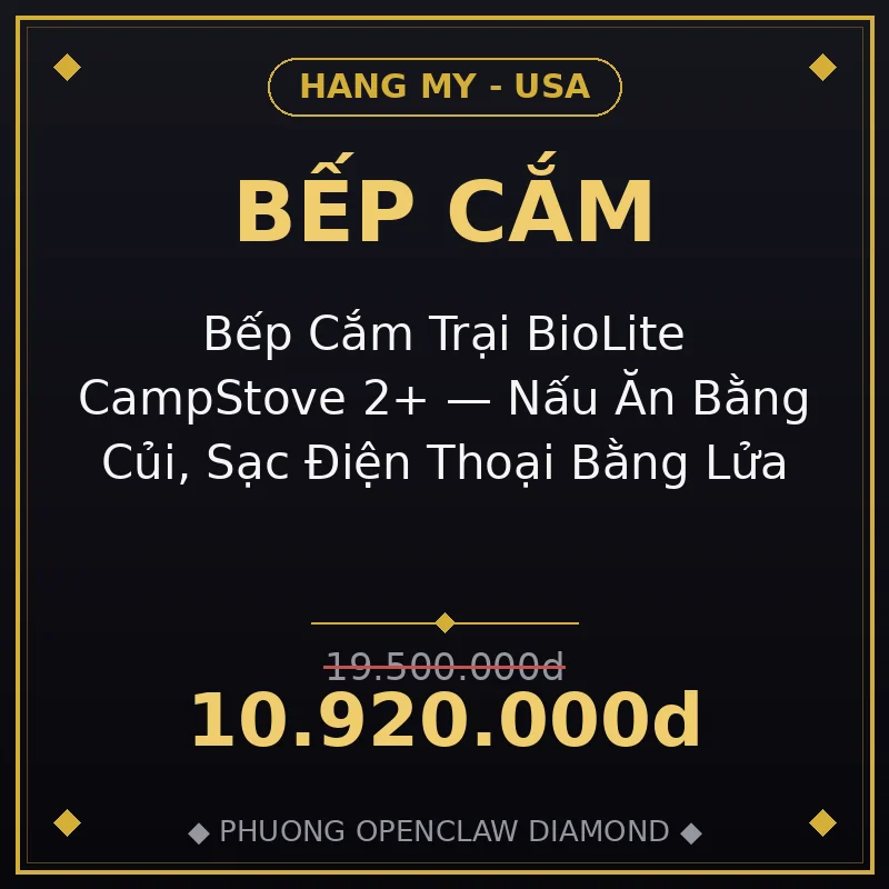 Bếp Cắm Trại BioLite CampStove 2+ — Nấu Ăn Bằng Củi, Sạc Điện Thoại Bằng Lửa