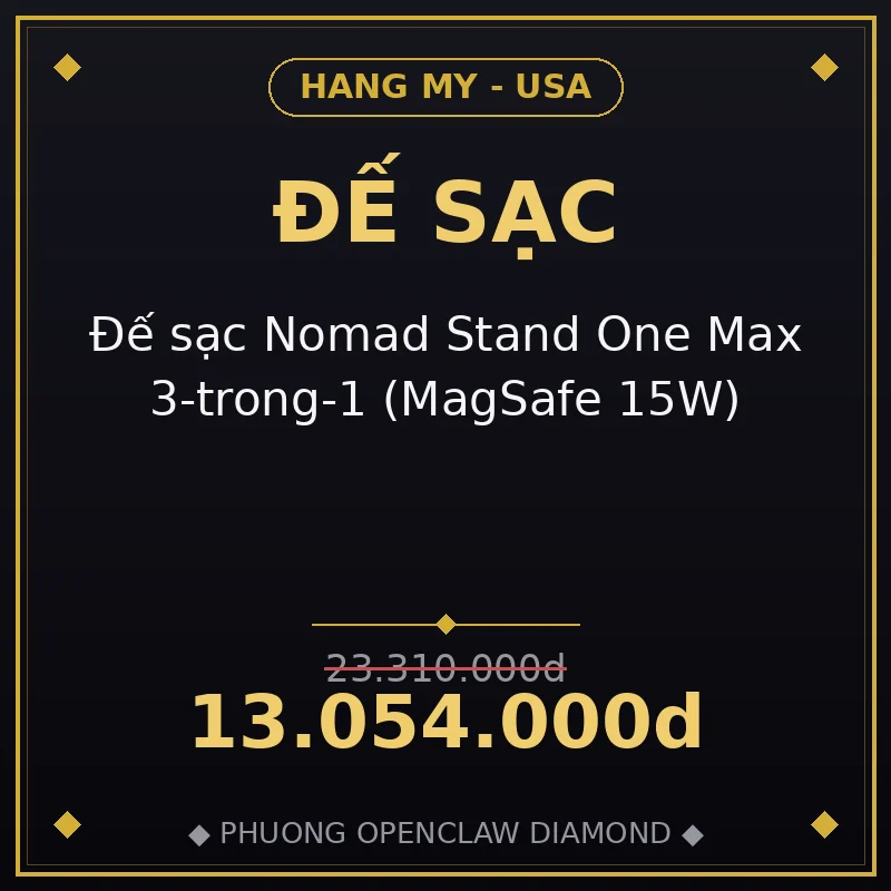 Đế sạc Nomad Stand One Max 3-trong-1 (MagSafe 15W)