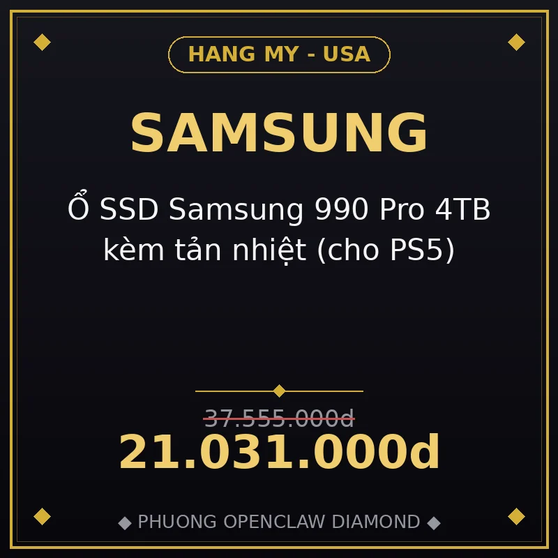 Ổ SSD Samsung 990 Pro 4TB kèm tản nhiệt (cho PS5)