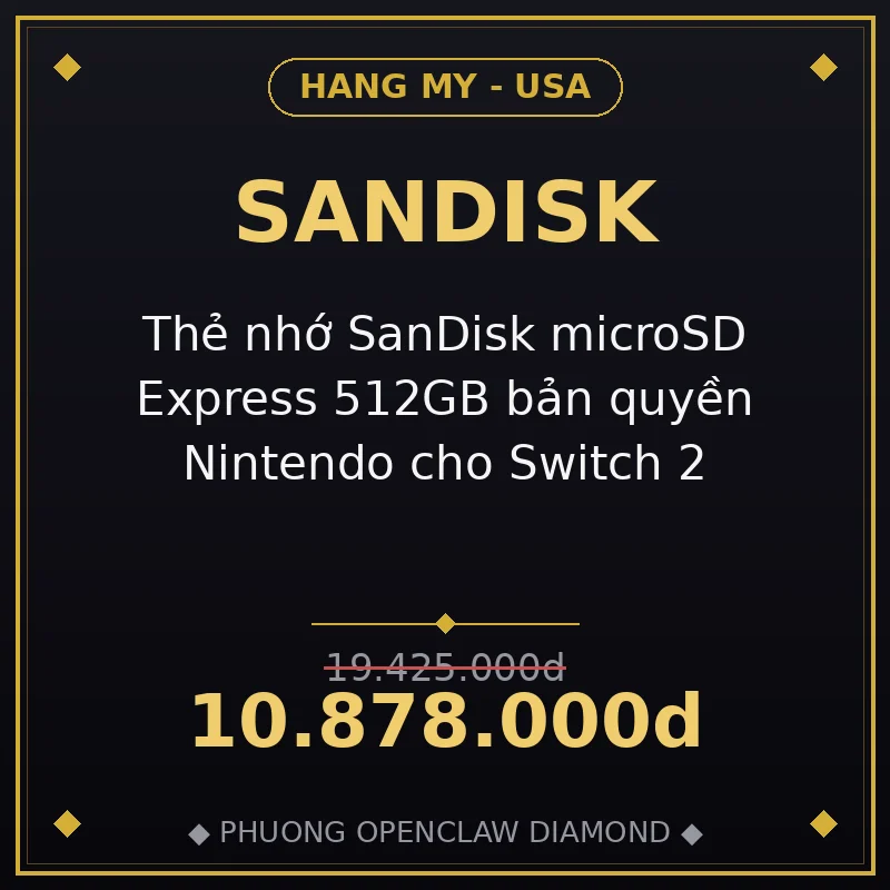 Thẻ nhớ SanDisk microSD Express 512GB bản quyền Nintendo cho Switch 2
