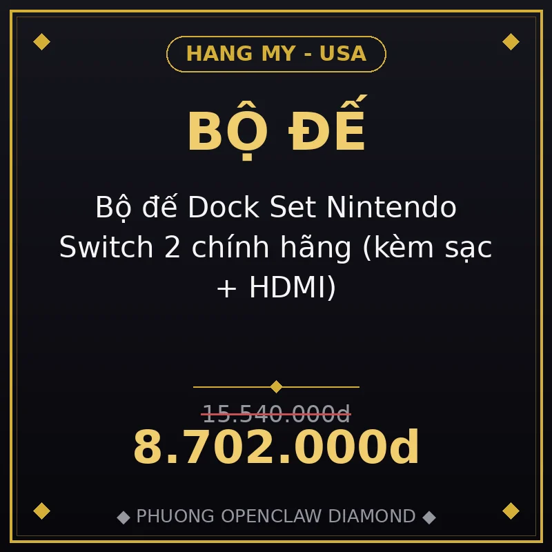 Bộ đế Dock Set Nintendo Switch 2 chính hãng (kèm sạc + HDMI)