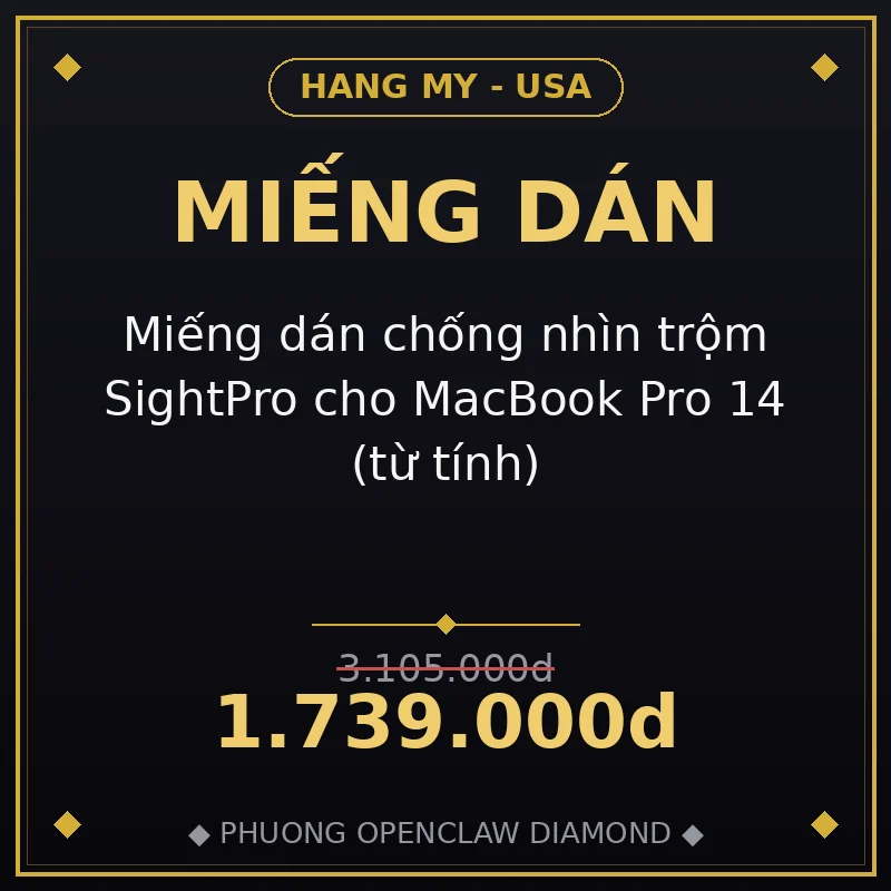 Miếng dán chống nhìn trộm SightPro cho MacBook Pro 14 (từ tính)