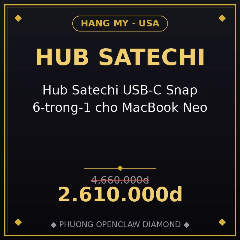 Hub Satechi USB-C Snap 6-trong-1 cho MacBook Neo