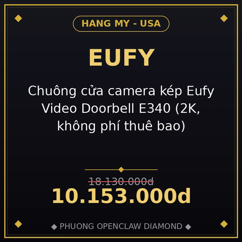 Chuông cửa camera kép Eufy Video Doorbell E340 (2K, không phí thuê bao)