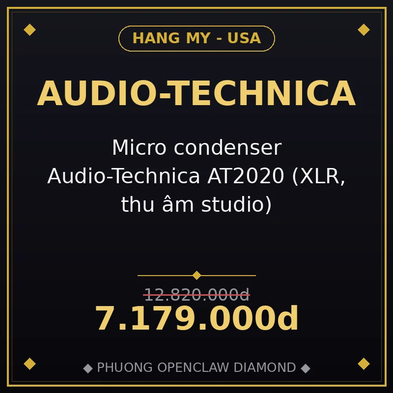Micro condenser Audio-Technica AT2020 (XLR, thu âm studio)