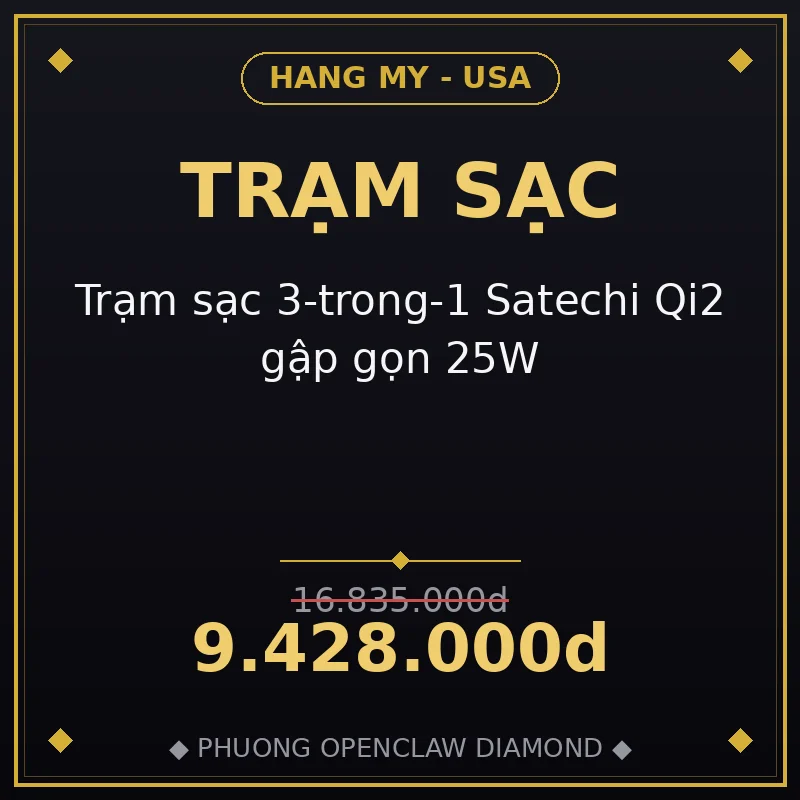 Trạm sạc 3-trong-1 Satechi Qi2 gập gọn 25W