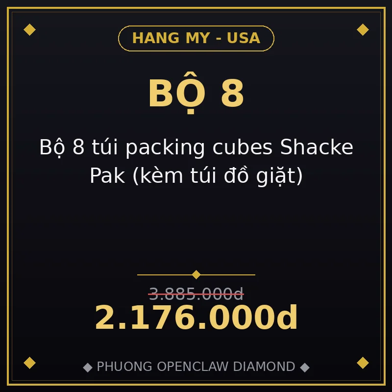 Bộ 8 túi packing cubes Shacke Pak (kèm túi đồ giặt)