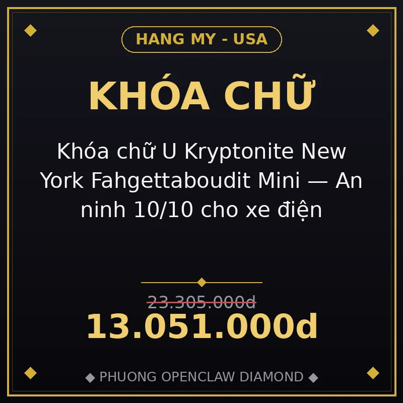 Khóa chữ U Kryptonite New York Fahgettaboudit Mini — An ninh 10/10 cho xe điện