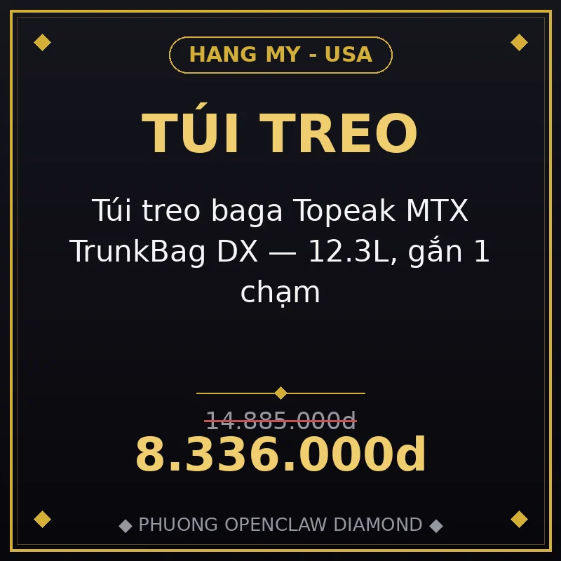 Túi treo baga Topeak MTX TrunkBag DX — 12.3L, gắn 1 chạm