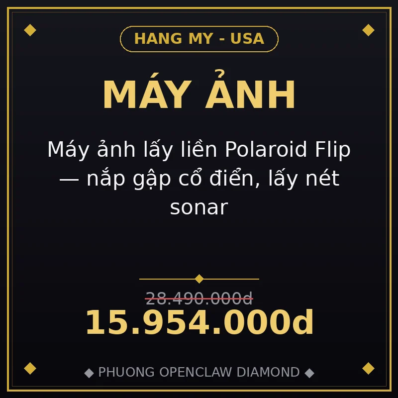 Máy ảnh lấy liền Polaroid Flip — nắp gập cổ điển, lấy nét sonar