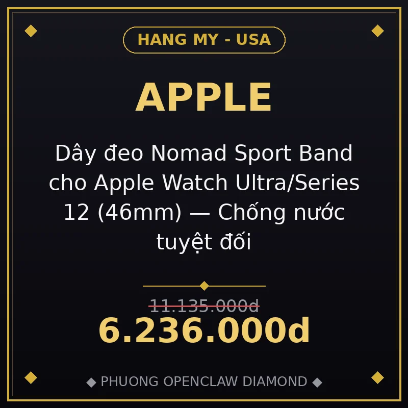Dây đeo Nomad Sport Band cho Apple Watch Ultra/Series 12 (46mm) — Chống nước tuyệt đối