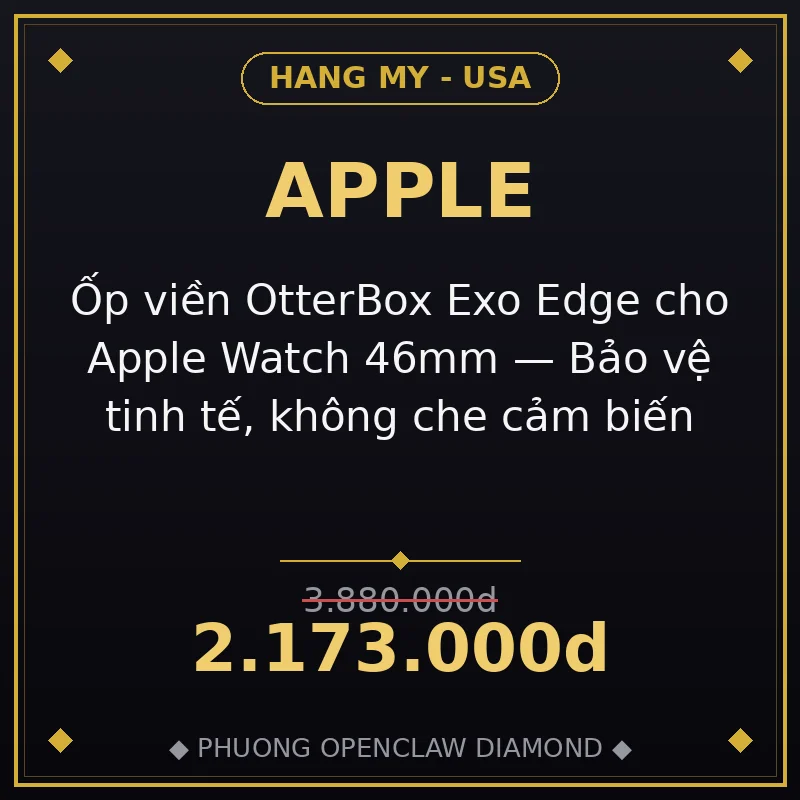 Ốp viền OtterBox Exo Edge cho Apple Watch 46mm — Bảo vệ tinh tế, không che cảm biến