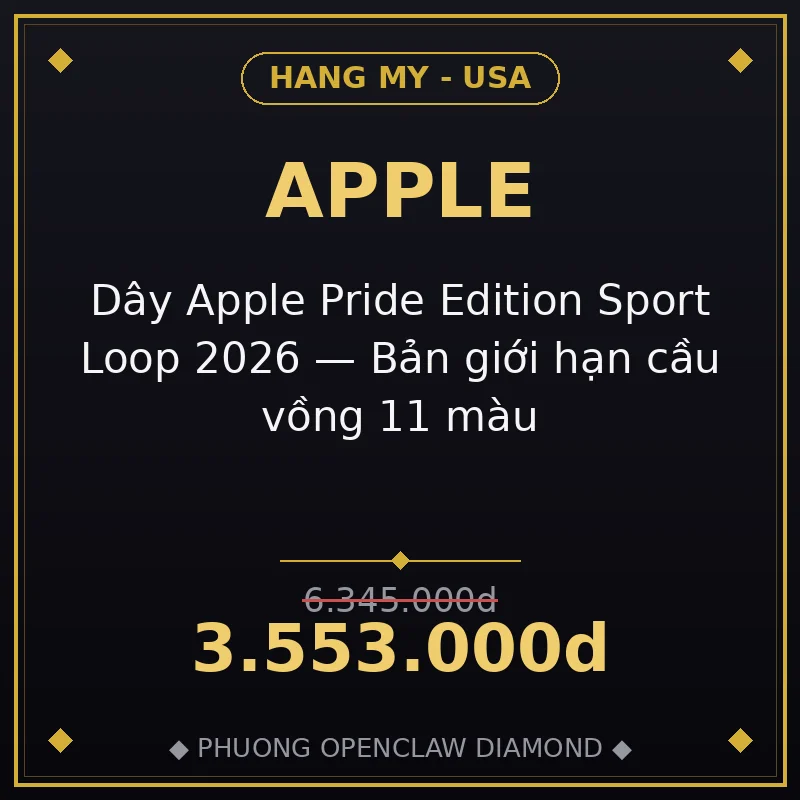 Dây Apple Pride Edition Sport Loop 2026 — Bản giới hạn cầu vồng 11 màu